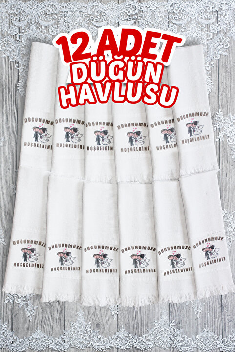 Comfort Home 12 Adetli Saçaklı Düğün Havlusu Desenli Konvoy Havlusu Ekonomik Model