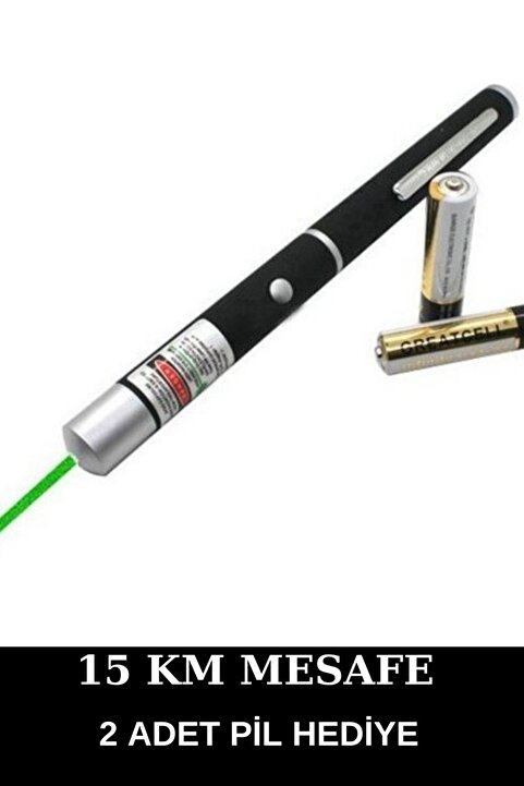 harry 15 Km Menzilli AAA Pilli Tek Başlıklı Yeşil Lazer Pointer 2 Adet Pil Hediye