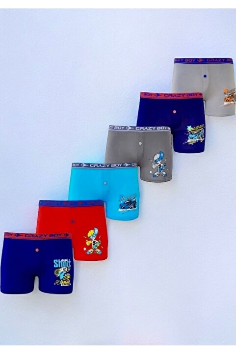 Tutku Erkek Çocuk Elastan % 100 Pamuklu Boxer 6 'Lı Paket