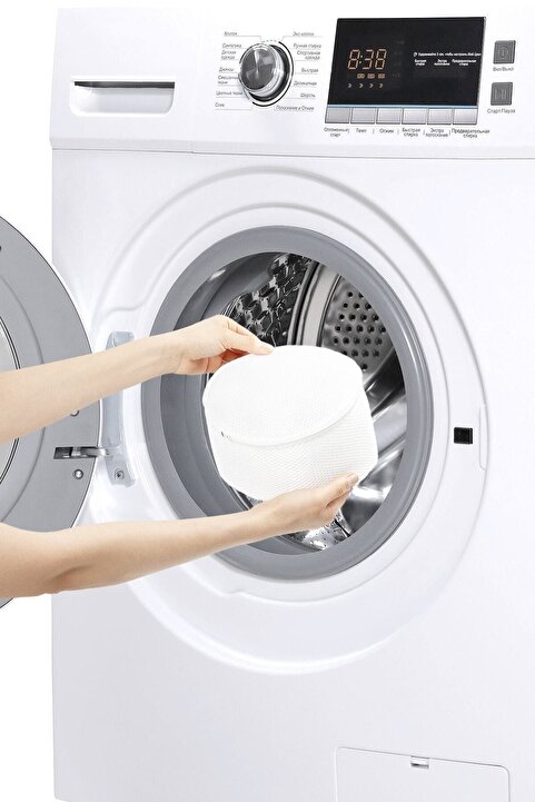 Ocean Home Textile Beyaz Fermuarlı İç Çamaşır Yıkama Filesi Torbası 20x10