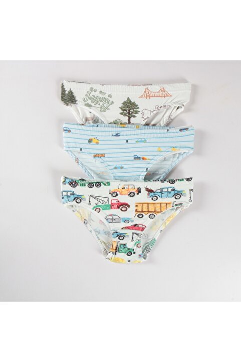 MADALİNA Erkek Çocuk Araba Desen 3lü Slip-külot