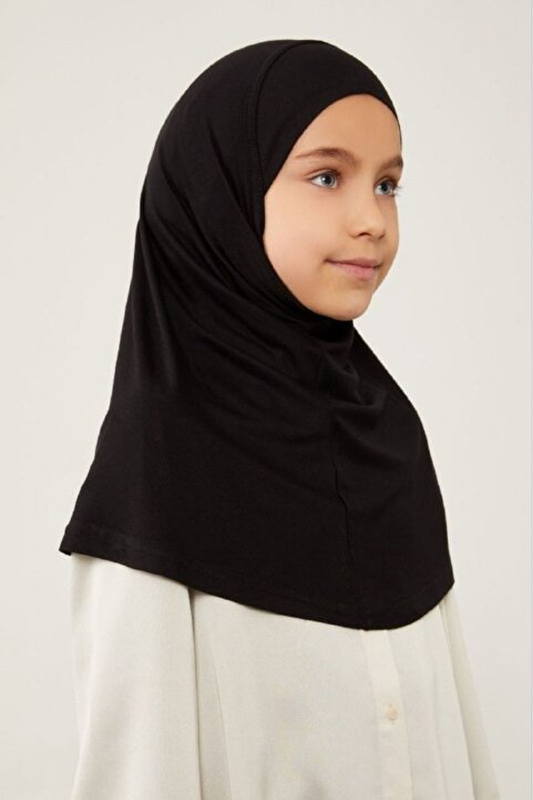 Melodi Scarf Tesettür Çocuk Namaz Bonesi Eşarbı Şalı Hijabı Siyah