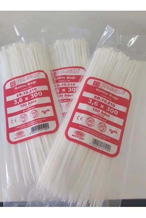Genel Markalar 3.6X300 Plastik Cırt Kelepçe Kablo Bağı Beyaz 100'Lu Paket