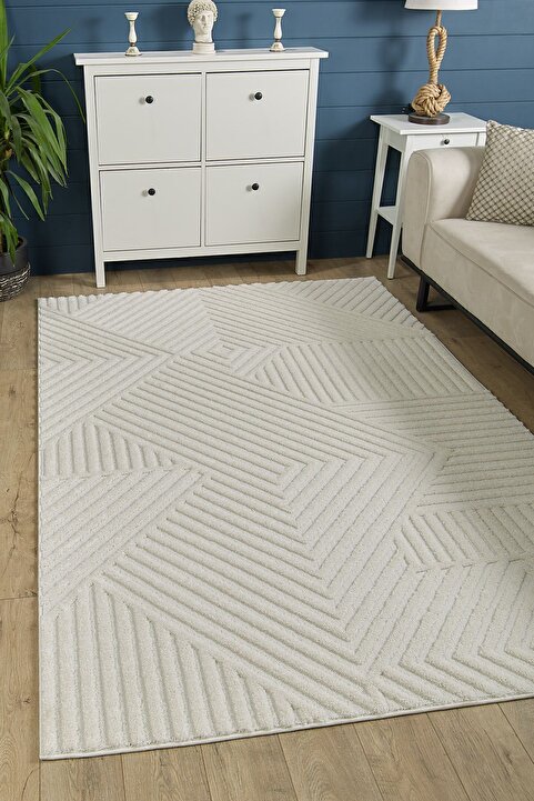 venucci home & living Quincey Bukleli Yumuşak Peluş Post Shaggy Krem Çocuk Odası Oturma Odası Salon Mutfak Halısı