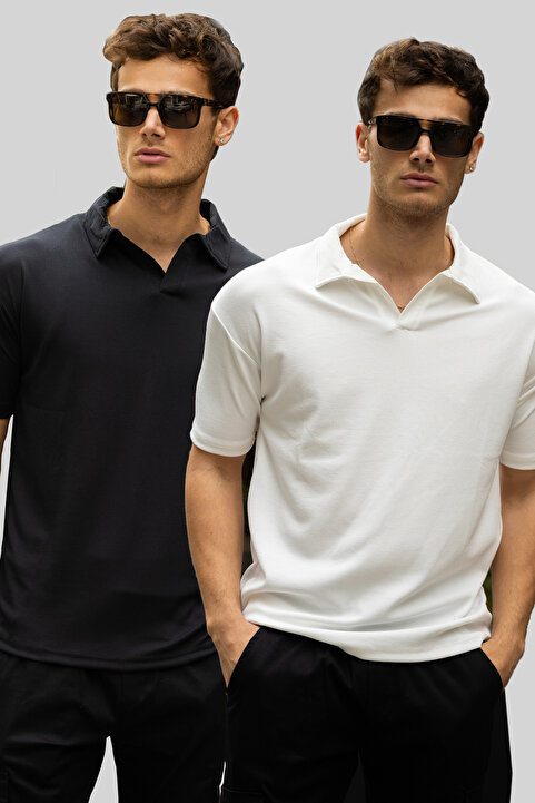 3MODA Erkek V Yaka 2 li T-shirt