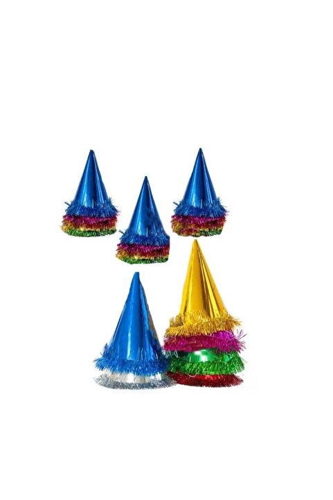 Huzur Party Store Renk Renk Yılbaşı Külah Şapka Parti Ve Eğlence Şapkası Karton Huni Doğum Günü Parti Şapkası 5 Adet