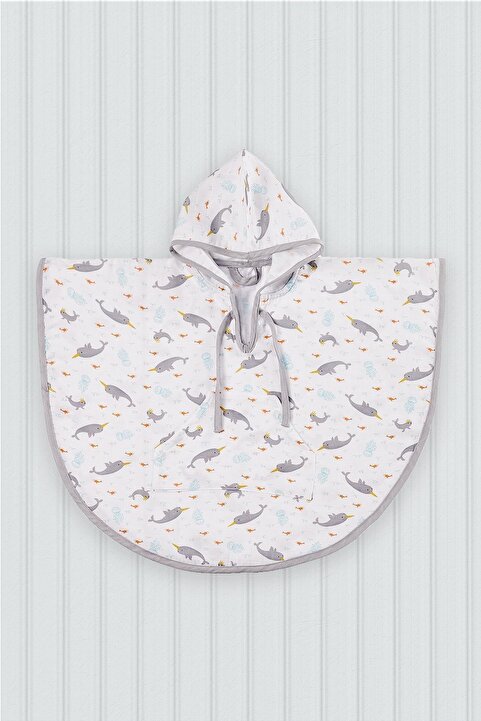 tinylamb Unicorn Fish - Pamuk Kapşonlu Müslin Panço