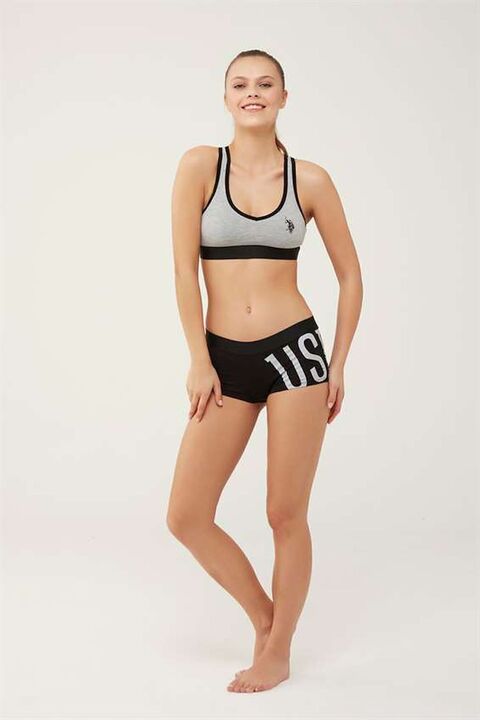 U.S. Polo Assn. U.S. Polo Assn. Kadın Gri Melanj Büstiyer Şort Takım