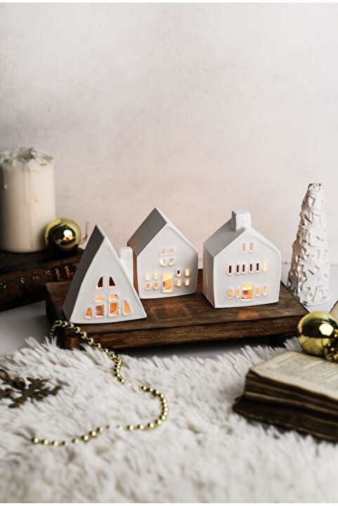 LALEZEN HOME 3lü Ev Mumluk Dekoratif Beton Mumluk Tealight Mumlar Dahildir