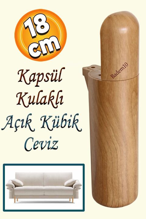 Badem10 Kapsül Bohem (PREMİUM) Mobilya Kanepe Tv Ünitesi Koltuk Baza Ayağı Ayakları Ahşap Desenli 18 Cm