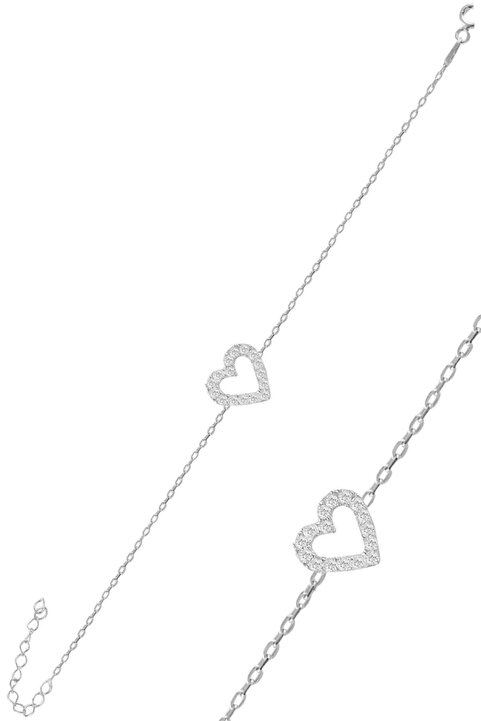 Söğütlü Silver Gümüş Rodyumlu Zirkon Taşlı Kalp Bileklik. Sgtl11581rodaj