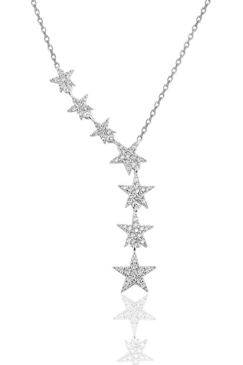 Söğütlü Silver Gümüş Rodyumlu Zirkon Taşlı Kayan Yıldız Kolye Sgtl10679rodaj