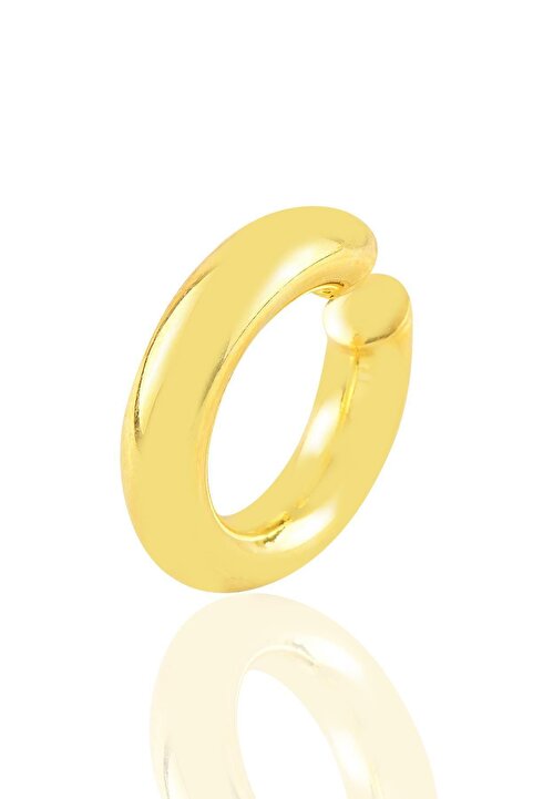 Söğütlü Silver Kadın Gümüş Altın Yaldızlı Sade Sıkıştırmalı Kalın Kıkırdak Küpe Sgtl10886gold