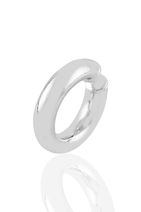 Söğütlü Silver Kadın Gümüş Sade Sıkıştırmalı Kalın Kıkırdak Küpe Sgtl10886rodaj