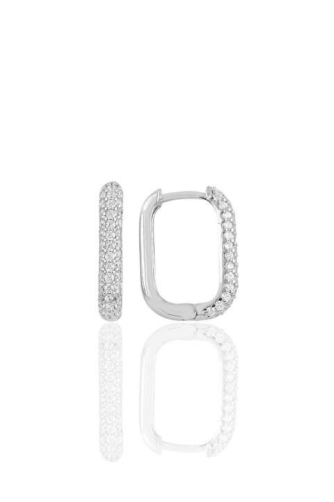 Söğütlü Silver Gümüş Rodyumlu Zirkon Taşlı Trend Küpe. Sgtl10892rodaj