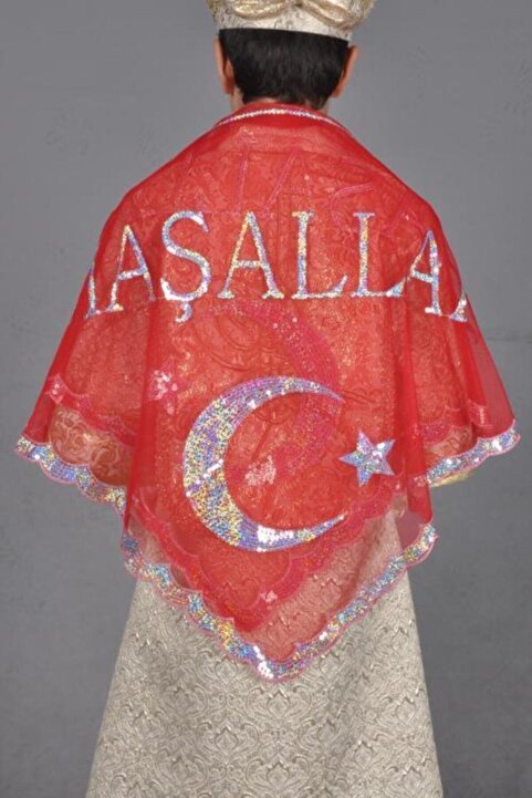 yok yok avm Sünnet Çocuğu Üçgen Şalı Maşallah Yazılı Örtü 100x100