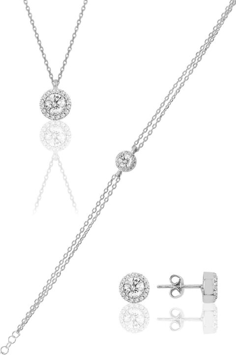 Söğütlü Silver Kadın Gümüş Pırlanta Modeli Set SGTL9893
