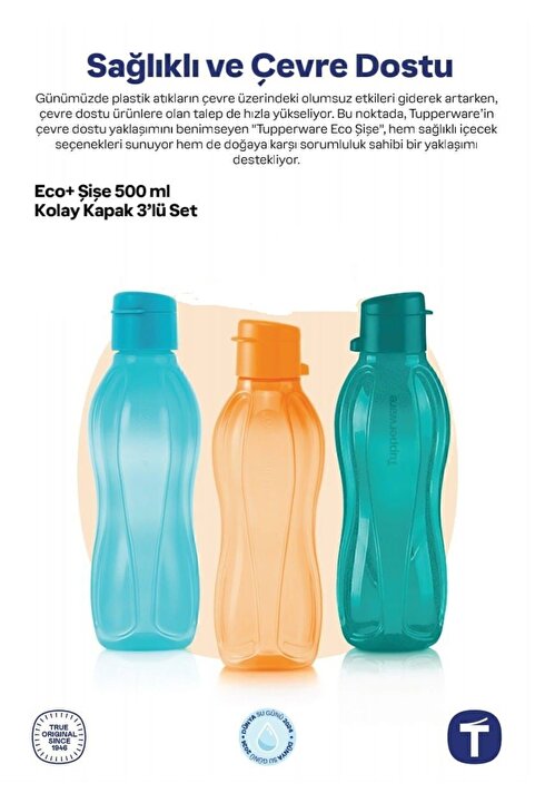 Tupperware Eco Şişe Suluk 500 Ml 3 lü