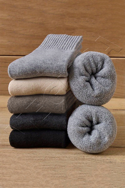 Meguca Socks Unisex Kışlık Pamuklu Extra Kalın ve Sıcak Isı Emici Havlu Çorap Seti 5 Çift