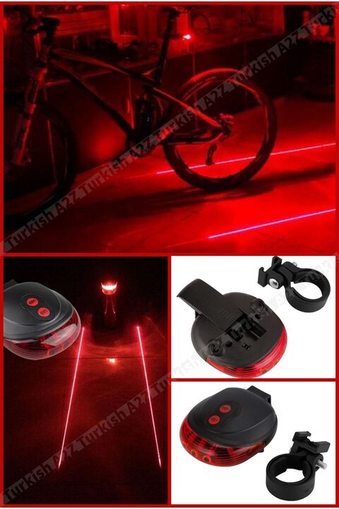 Greathings Bisiklet Scooter Lazer Şeritli Arka Stop Güvenlik Lambası Led Ikaz Işık