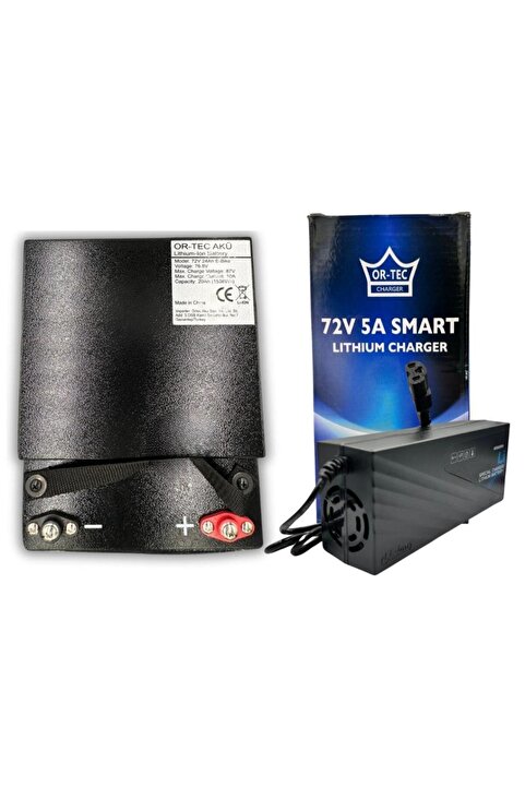 Ortec 72V 20AH Lityum LiFePO4 Elektrikli Motosiklet Aküsü - 72V 5A Lityum Şarj Aleti Seti