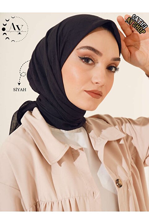 its AY shop Tesettür Kadın Bambu Kraş Siyah Eşarp