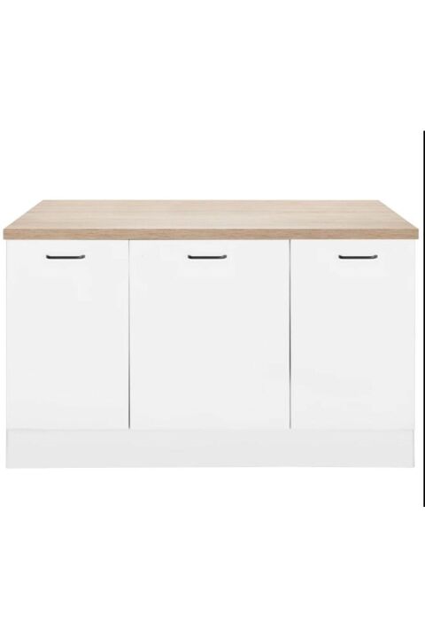 Tdesigno Devin Mutfak Alt Modül 130 cm Beyaz - Tezgah Dahil
