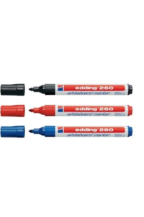 Edding 260 Beyaz Tahta Kalemi 3'lü Siyah Mavi Kırmızı