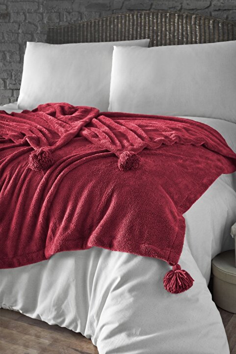 DENİZLİ CONCEPT Bordo Yumuşak Puffy Wellsoft Battaniye - 200x220cm - Tüylenmez Peluş Yatak & Tv Örtüsü
