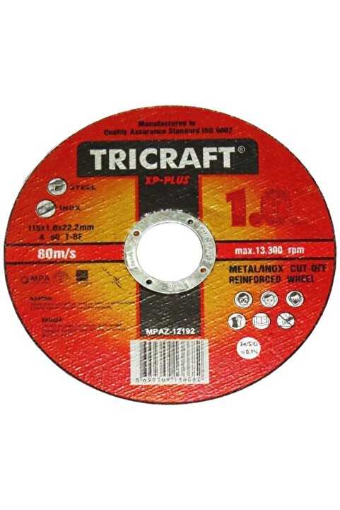 Tricraft 10 Ad Metal Kesici Inox Kesici Taş 115x1.0x22.2 Mm