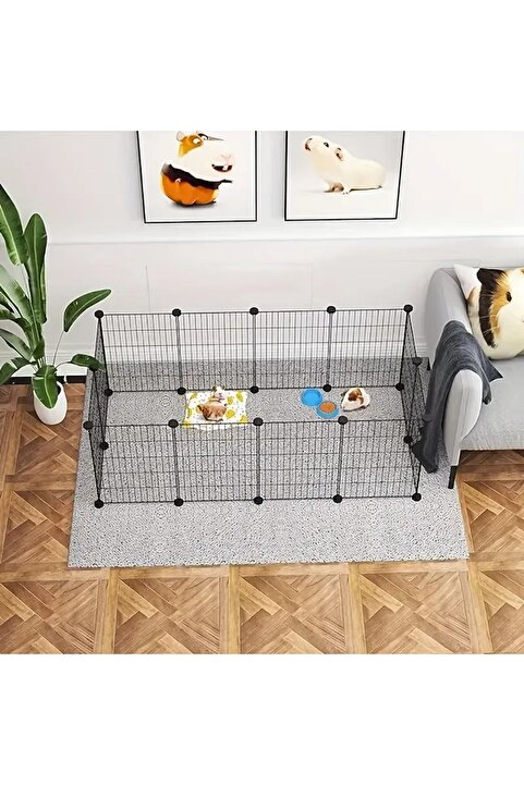 Zoo Evcil Hayvan Kedi Tavşan Ginepig Oyun Evi Ve Köpek Çiti 12 Panel galvaniz
