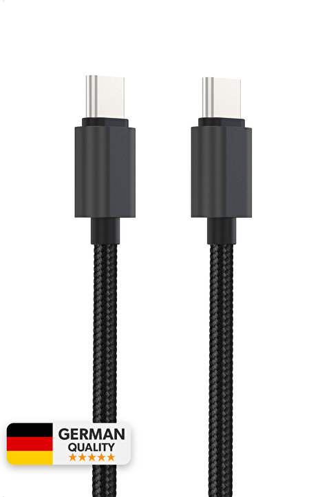 Woyax Samsung Xiaomi Oppo Reeder Huawei Için Örgülü Type C To Type C Hızlı Şarj Kablosu Siyah 1,2m