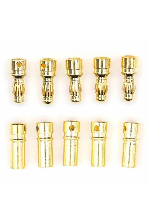 Genel Markalar 5 Çift 3.5mm Altın Kaplama Banana Dişi Erkek Soket 40a Pil Batarya Lion Bullet Plug