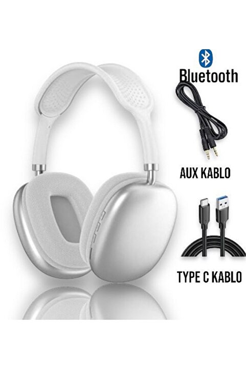 Mmctech P9 Air Pro Max Kablosuz 5.0 Mikrofonlu Aux Kablolu Bluetooth Kulaklık Android Ve Ios Uyumlu