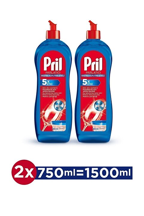 Pril Bulaşık Makinesi Parlatıcı 750ml x 2 - Parlak ve Lekesiz Sonuçlar