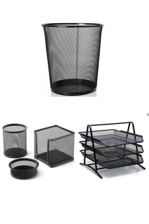 Temat 3 Lü Perfore Set( Kalemlik+küpnotluk+ataşlık),çöp Kovası Ve 3 Lü Evrak Rafı