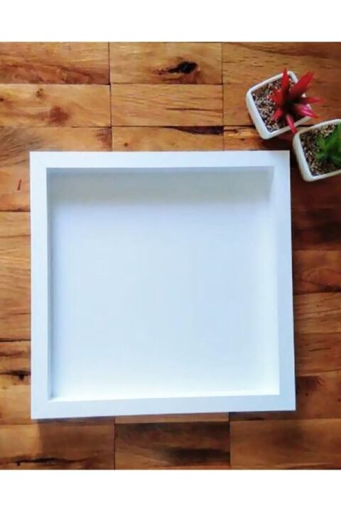 partikutum Cam YOKTUR .Beyaz Ahşap Pano Çerçeve 30x30 cm Pa02
