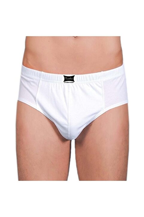 Tutku 6 Adet  0109 Penye Kom %100 Pamuk Slip Erkek Külot Beyaz -  - Komslip - Beyaz