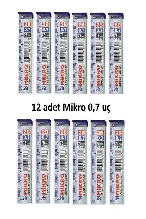 Genel Markalar Min Kalem Ucu 0.7 Uc 2b Dereceli Cetvelli - 12 Li Paket