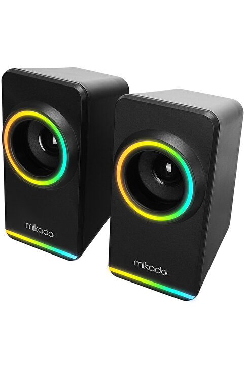 Mikado MD-182 2.0 Siyah Full RGB Led Işıklı Multimedia Speaker USB Gaming Oyuncu Speaker Hoparlör