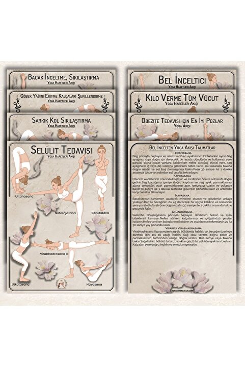 Yoga Hareketleri 120 Kartlık Beden, Zihin Değişimi Ayurvedik Beslenme, Kilo Verme Dev Set Diş Ametist Taşı Hediyeli