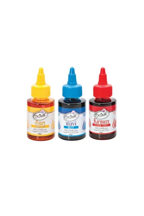 Dr. Gusto 60 Gr 3 Lü Sarı-mavi-kırmızı Su Bazlı Likit Sıvı Gıda Boyası 3 Adet