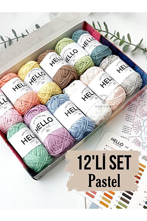 Hobianna Hello Punch & Amigurumi 12’li Pastel Iplik Seti
