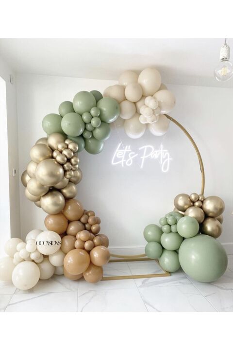 eğlencemarketi Krom Gold Küf Yeşili Karamel Ve Sütlü Kahve Balon Zinciri 100 Adet