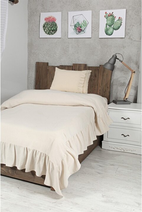 cotton maison Naturel Yatak Örtüsü Takımı Tek Kişilik Vintage 160x240 Cm