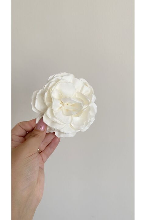 Âlâ Atelier Iğneli Kumaş Çiçek Broş Ekru Gül Broş