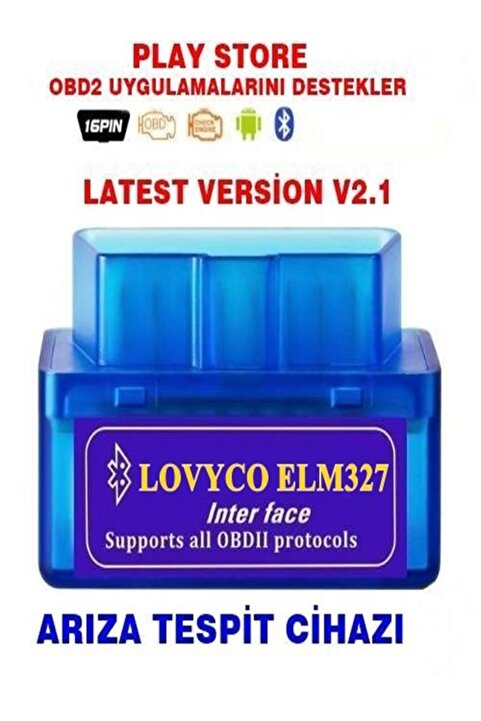 LOVYCO ELM327 LovycoElm327 Obd2 Bluetooth Türkçe Araç Arıza Tespit Cihaz 2026 Yeni Versiyon V 2.1