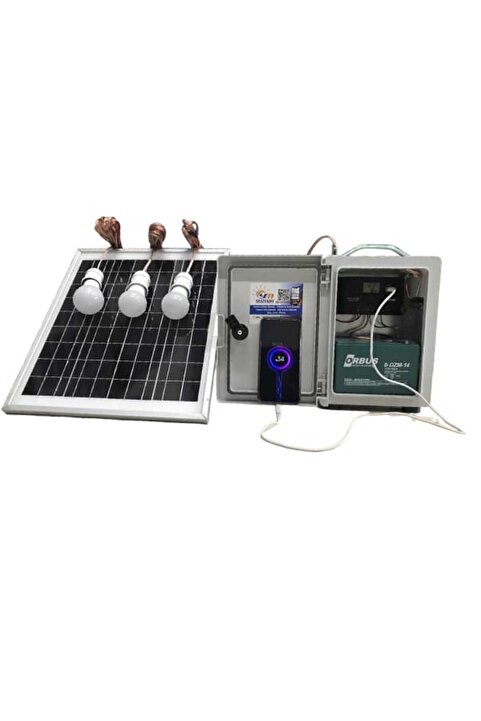 YÜZÜAK Taşınabilir Solar Sistem ( 3 Adet Lamba Aynı Anda 6 Saat Çalışır. Sınırsız Hızlı Telefon Şarjı )
