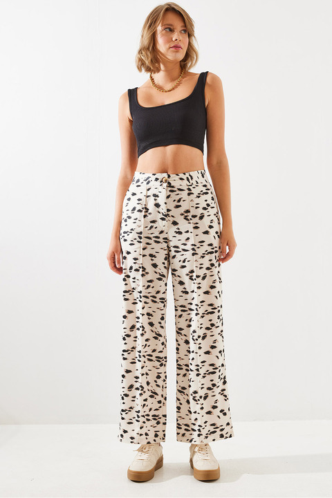 Bianco Lucci Kadın Leopar Desenli Saten Pantolon MBMS006 60501006