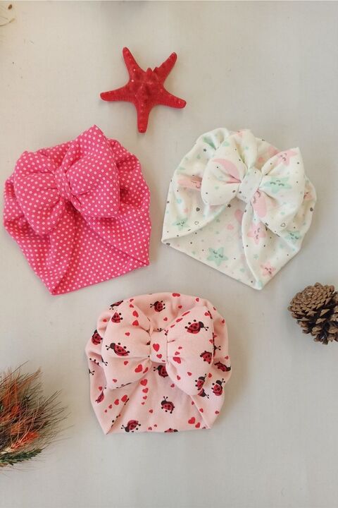 dubi baby 3 Adet Kız Bebek Bone Bandana 0-2 Yaş